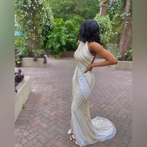 ASHLEY LAUREN 11177 DRESS (WHITE AND GOLD)